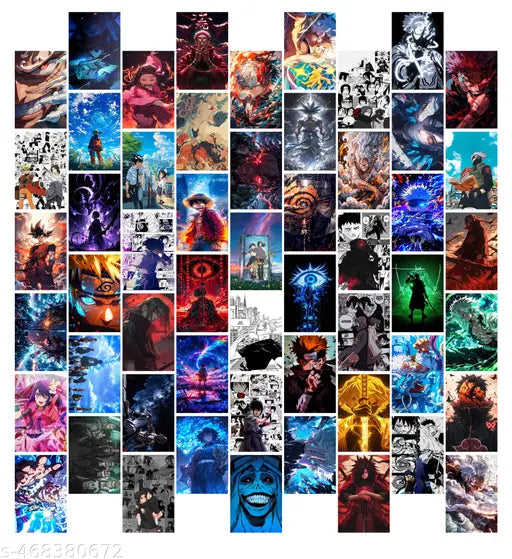 ThePosterMart Aesthetic mix Anime Collage Kit Wall Posters Collections | Set of 54 | 4x6 inch each | Wall Collage Kit, aesthetic posters | Room Decor Photo Collection | Posters for Room Decoration